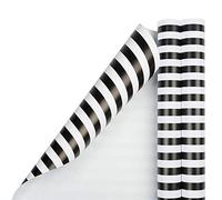 JAM PAPER Gift Wrap - Striped Wrapping Paper - 25 Sq Ft per Roll - Black & White Stripes - 2/Pack