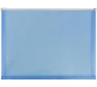 JAM Paper Pack of 3 Blue Plastic Zip Envelopes Letter Book 24 x 33 cm