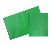JAM Paper Plastic 2 Pocket School POP Folders - Green - 6/Pack