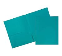 JAM PAPER Plastic 2 Pocket School POP Folders - Teal - 6/Pack