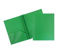 JAM Paper Plastic 2 Pocket School POP Folders with Metal Prongs Fastener Clasps - Green - 6/Pack