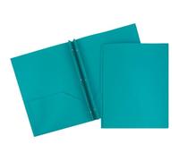 JAM Paper Plastic 2 Pocket School POP Folders with Metal Prongs Fastener Clasps - Teal Blue - 3/Pack