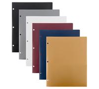 JAM PAPER Plastic Color POP Folders - 2 Pocket Durable Folders with 3 Hole Punch - Assorted Professional Colors - 6/Pack