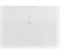 JAM Paper Plastic Envelopes with Button Closure and String Letter Book 9 3/4 x 13 Clear (Pack of 3)