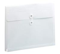 JAM Paper Plastic Envelopes with Button & String Tie Closure for Paper Storage - Letter Booklet - 9 3/4 x 13 - White - 12/Pack