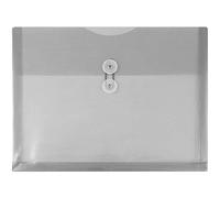 JAM Paper Plastic Envelopes with Button & String Tie Closure - Letter Booklet - 9 3/4 x 13 - Smoke Gray - 12/Pack