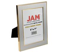 JAM Paper Silver Plated Metal Picture Frame - 5 x 7 - Gold Inner Panel - Sold Individually