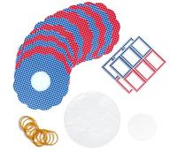 Jam Pot Covers (1lb) with Elastic Rubber Bands & Labels | Complete Sealing Pack for Preserving Jams | Jar Covers for Jams, Chutneys & Jellies