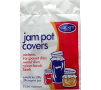 Jam Pot Covers, Labels & Waxed Circles for 1lb Jars Pack of 24 Traditional Jam Making Set with Lids, Wax Discs & Stickers for Preserves, Marmalade, and Chutneys