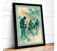 Jam Session Modern Framed Wall Art Print A1 (84.1×59.4cm) Black, Wall Decor for Living Room, Bedroom, Office & Home, Ready to Hang, Art Gift