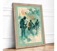 Jam Session Modern Framed Wall Art Print A3 (42×29.7cm) Oak, Wall Decor for Living Room, Bedroom, Office & Home, Ready to Hang, Art Gift