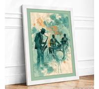 Jam Session Modern Framed Wall Art Print A3 (42×29.7cm) White, Wall Decor for Living Room, Bedroom, Office & Home, Ready to Hang, Art Gift