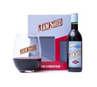 Jam Shed Red Wine Gift Set - Shiraz Australian 12.5% 187ml and 1x Stemless Glass, Perfect Wine Gifts for Men & Women, Birthday Gift for Hamper, Fathers Day (Pack of 6)