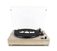 JAM Sound Stream Turntable, Portable Wireless Vinyl Record Player, Bluetooth, USB Connection, RCA Output, Aux-In, 3 Speed RPM, Dust Cover - Woodgrain