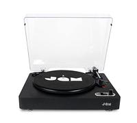 JAM Spun Out Wireless Turntable Bluetooth - Record Player, Black | 3-Speed Vinyl Player, Portable Home Turntables for Records, Dust Cover, Headphone Jack Out, Aux-In, Convert to MP3