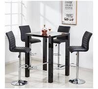 jam square glass black gloss bar table 4 ripple black stools