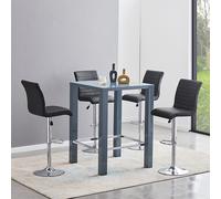 jam square glass grey gloss bar table 4 ripple black stools