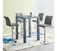 jam square glass grey gloss bar table 4 ripple grey stools