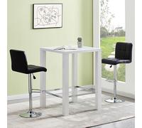jam square glass white gloss bar table 2 coco black stools