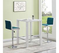 jam square glass white gloss bar table 2 copez teal stools