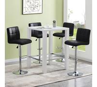 jam square glass white gloss bar table 4 coco black stools