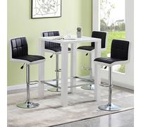jam square glass white gloss bar table 4 copez black stools