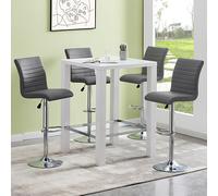 jam square glass white gloss bar table 4 ripple grey stools