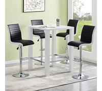 jam square glass white gloss bar table 4 ritz black white stool