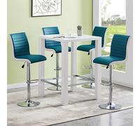 jam square glass white gloss bar table 4 ritz teal white stools