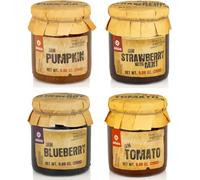 Jam Variety Selection - Pack of 4 x 280g Jars - Unique Flavours: Pumpkin, Strawberry & Mint, Blueberry, Tomato - Free of artificial ingredients
