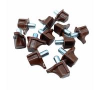 JAM2DAY 12 x Shelf Support Studs Pegs For Standard 5 mm Hole - Strong 60kg Load Capacity… (Brown With Steel Peg)