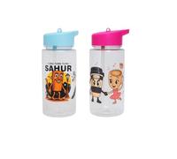 Jamaah Everyday Essentials Water Bottle, 500ml, with Flip-up Straw, Leakproof Lid, Carry Handle, Italian Brainrot Character Design (Tung Tung Sahur)
