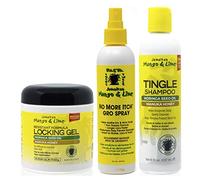 Jamacican Mango & Lime Locking Gel 6oz with No More Itch Grow Spray 8oz & Tingle Shampoo 8oz