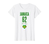 Jamaica 62 One Love Independence Jamaican Flag Carnival Value Graphic T-Shirt, Women, White, M