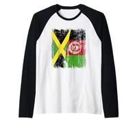 Jamaica Afghanistan Half Flag Jamaican Afghan Heritage Raglan Baseball Tee