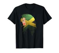 Jamaica Afro Girl Pride Black Woman Jamaican Flag T-Shirt