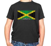 Jamaica Barcode Style Flag - Childrens/Kids Crewneck T-Shirt - Black - XL (12-14 Years)