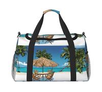 Jamaica Beach Print Womens Sports Bags Travel Bag - Gym Tote Bag with Compartment,Duffel Bags for Men,Ladies Holdall,Carry On Weekend Travel Handbags for Women