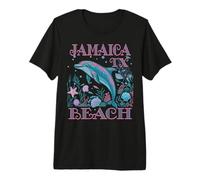 Jamaica Beach TX Dolphin Colorful Beach Souvenir Premium T-Shirt