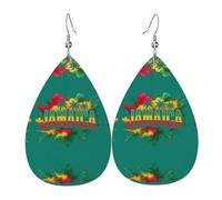 Jamaica Colorf Teardrop Leather Earrings Ladies Print Pendant With Hook Fashion Vintage Party Daily Wear