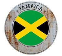 Jamaica Country National Flag Wall Art Decor Metal Sign Jamaica Retro Street Hanging Sign Country Souvenir Gift Quality Metal Sign Jamaica Round Flag Sign for Travel Lover 9x9in