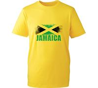 Jamaica Distressed Flag T-Shirt Jamaican Sports Lover Country Flag Patriotism Birthday Gift Unisex Tee Top (Yellow, 5 Years)