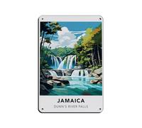 Jamaica Dunns River Falls Print Tin Sign Vintage Metal Pub Club Cafe Bar Home Wall Art Decoration Poster Retro Style 30x40cm