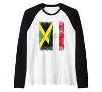 Jamaica Egypt Half Flag Jamaican Egyptian Heritage Raglan Baseball Tee
