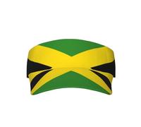 Jamaica Empty Top Hat for Men Women Unisex Cotton with Jamaica Flag Sun Visor Hats Men Classic Vintage Sun UV Sweatband for Hiking Camping One Size Black