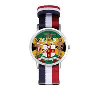 Jamaica Flag and Coat of Arms Quartz Watches Arabic Numerals Wrist Watch with Adjustable Strap for Men Women