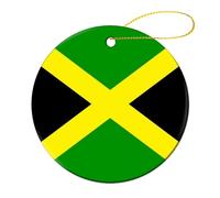 Jamaica Flag Christmas Ceramic Ornaments for Home Decor Holiday Xmas Tree Hanging Ornament Christmas Tree Decoration Gifts for Family Friends