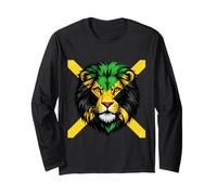 Jamaica Flag Colors Lion Head Long Sleeve T-Shirt