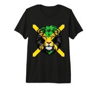Jamaica Flag Colors Lion Head Premium T-Shirt