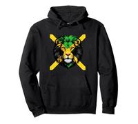 Jamaica Flag Colors Lion Head Pullover Hoodie